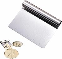 yayaboqu Stainless Steel Dough Scraper with Measuring Scale - Ergonomic Multi-Purpose Tool for Baking, Pizza, Pastry & Veggies