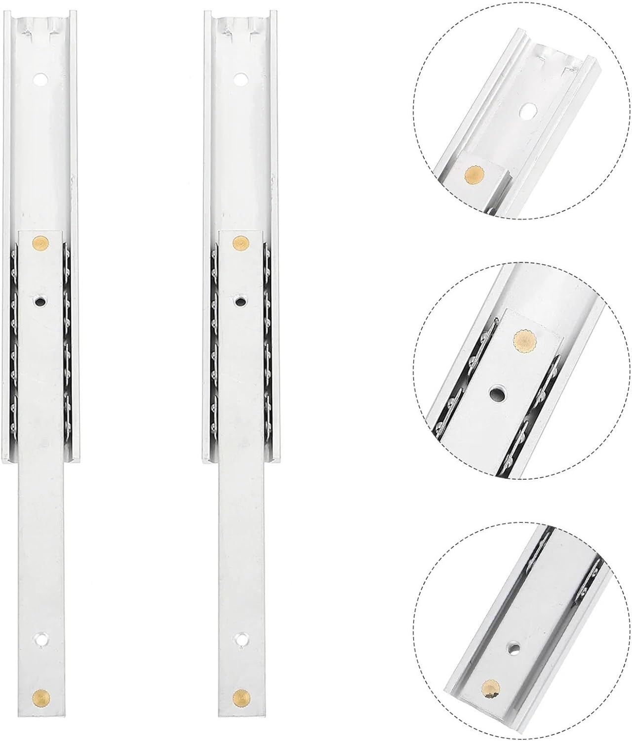 Side Mount Cabinet Runners Glides 2pcs Drawer Slides Hardware Extended Rails Cabinet Aluminum Alloy Furniture(15.5X1.6CM)