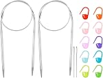 HARFINGTON 2pcs Taille des aiguilles de tricot US 4(3.5mm) Aiguille circulaire 16 1 cm(40cm) Aiguille ronde en acier inoxydable avec aiguille pour les projets faits à la main DIY Tricots