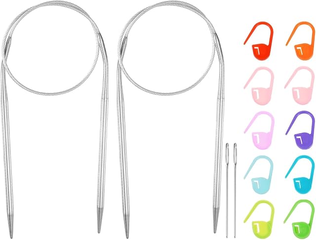 HARFINGTON 2pcs Taille des aiguilles de tricot US 4(3.5mm) Aiguille circulaire 16 1 cm(40cm) Aiguille ronde en acier inoxydable avec aiguille pour les projets faits à la main DIY Tricots