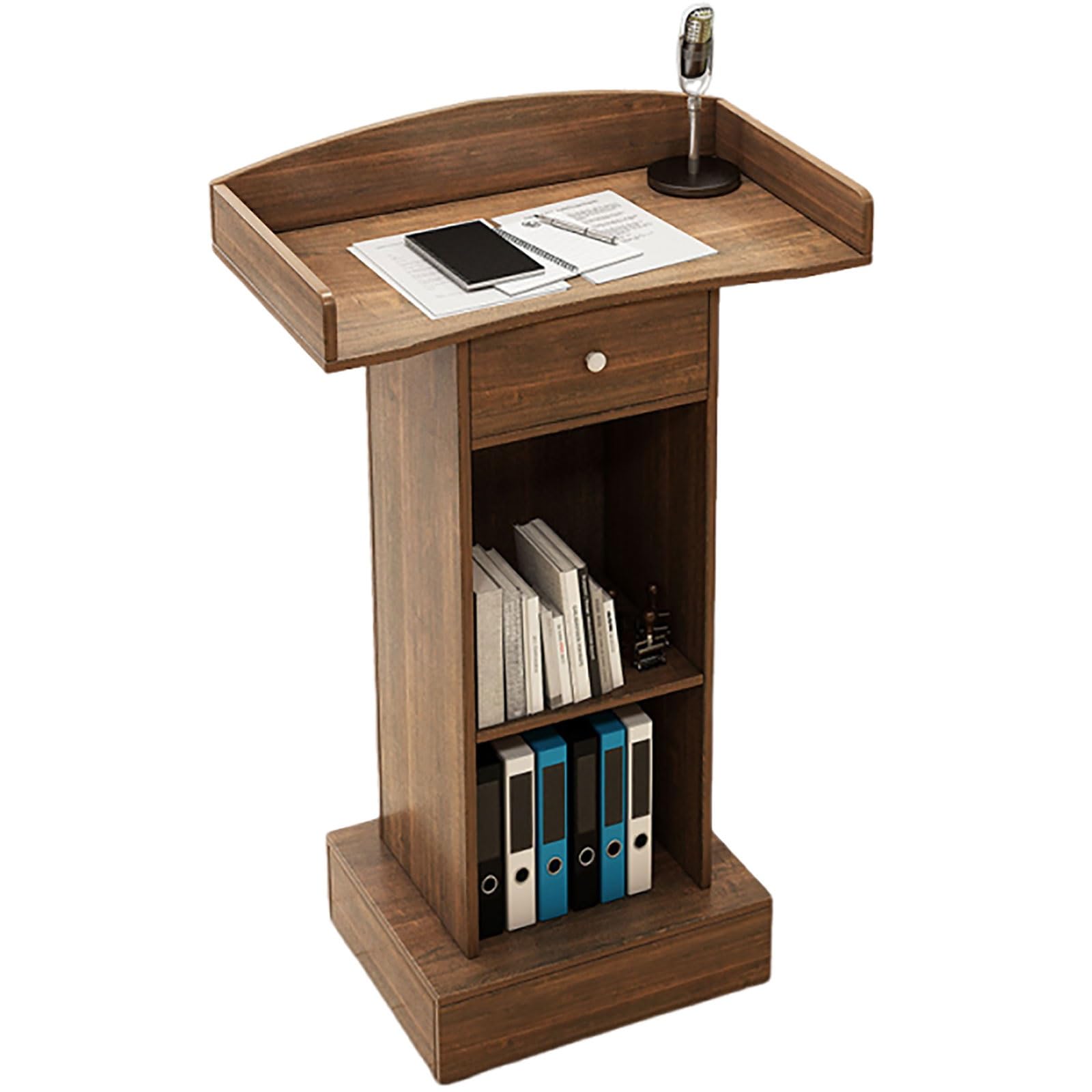 Générique Pupitre Portable en Bois avec Base Lourde pour présentations, conférences, événements Scolaires et Professionnels, Design élégant en chêne Sauvage pour Un Usage