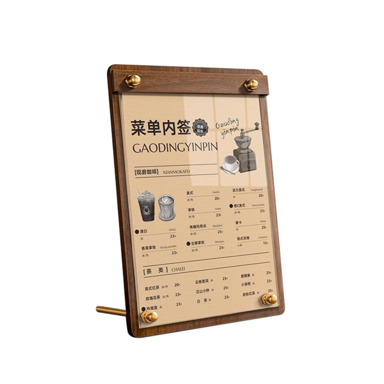NIKIHONG Wood Acrylic Sign Holder Vertical Table Card Display Stands for Reception, Office, Shop, Restaurant, Hotel (A6,19.5*14.5CM)