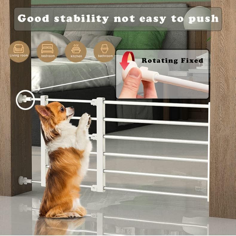 Short Dog Gate Expandable Dog Gate 22-39.37 to Step Over,Pressure Mount Small Pet Gate,Low Pet Gate-Adjustable,Puppy Gate Indoor for Doorway,Stairs (White, S(9.4''H))