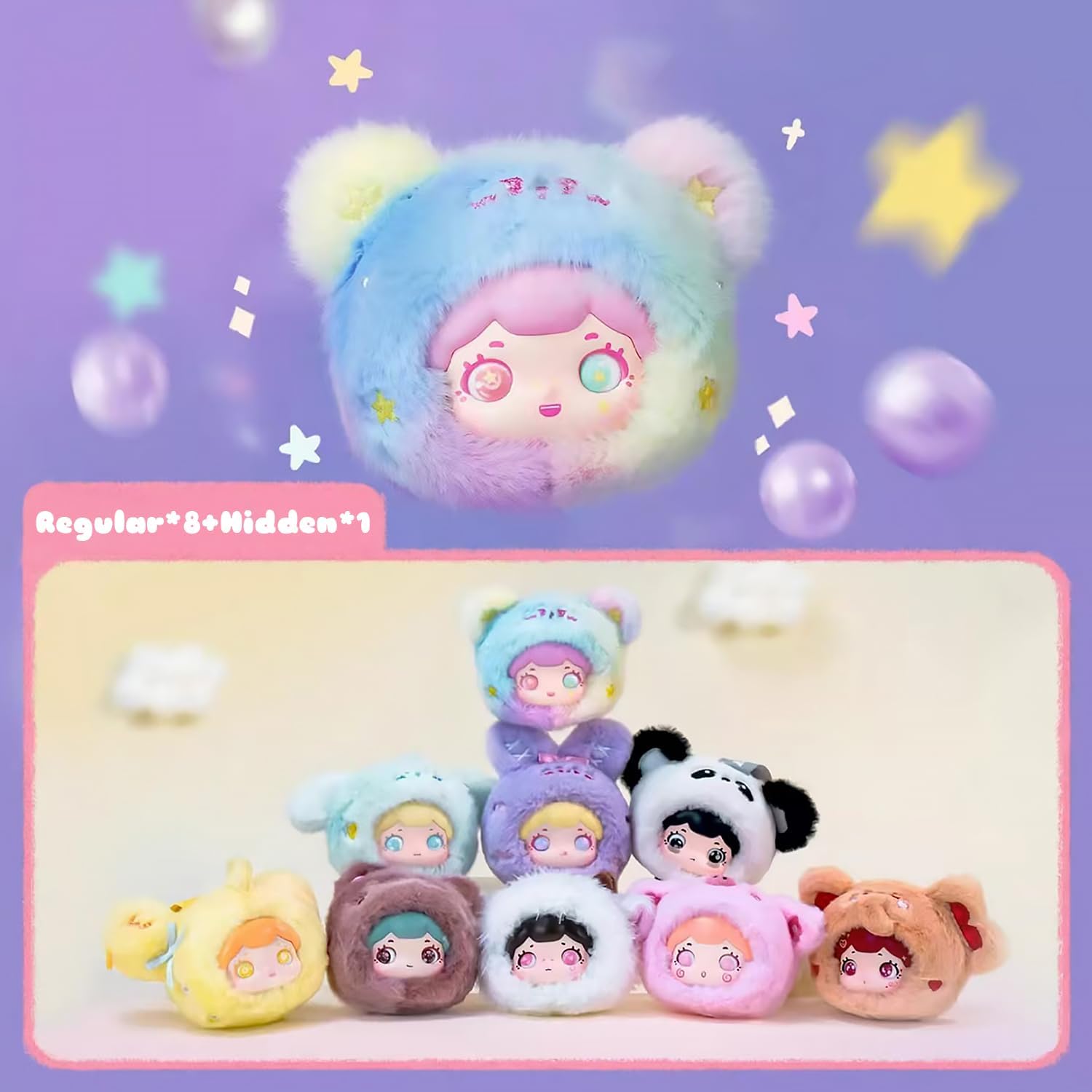 Fuzzy Babe Plush Series Blind Box Figures, Random Design Action Figures Collectible Toys for Birthday Gift, Home Decorations, Single Box