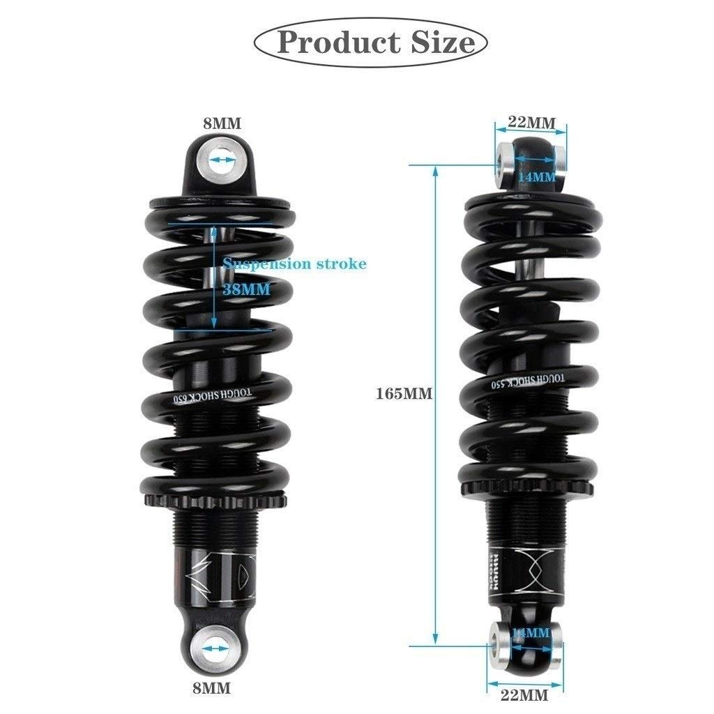 Besttoolifes Amortisseurs VTT Amortisseur Arrière à Air 165/190/200/210mm - Rebond/Verrouillage/Pression D'air Réglable (190mm