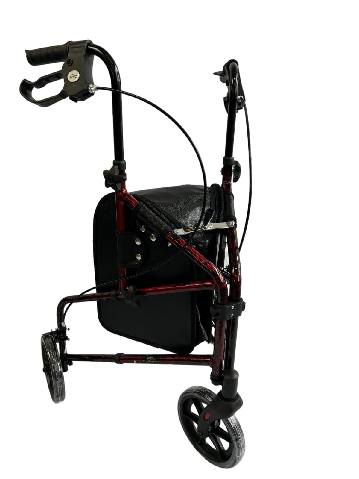Force Ultra Lightweight 3 Wheel Rollator Aluminium Tri Walker with Bag Flame Red
