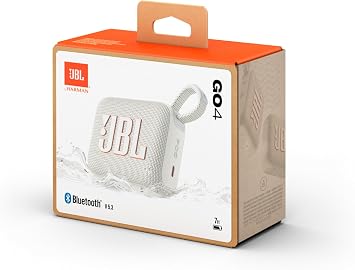 JBL GO4 Bluetooth Speaker, USB-C Charging/IP67 Dustproof and Waterproof/App Compatible/Passive Radiator/Portable/White JBLGO4WHT