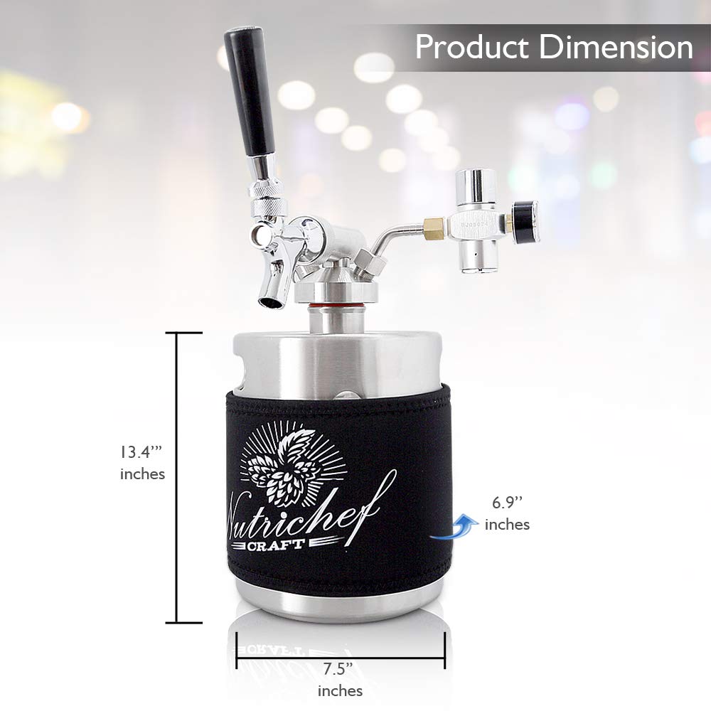 NutriChef Pressurized Growler Tap System Stainless Steel Homebrew