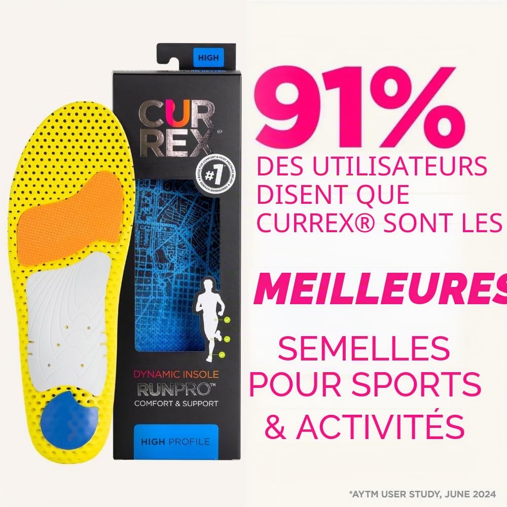 CURREX Semelle RunPro - Découvrez votre semelle pour une nouvelle dimension de la course. Une semelle dynamique pour le sport, les loisirs et la course à pied