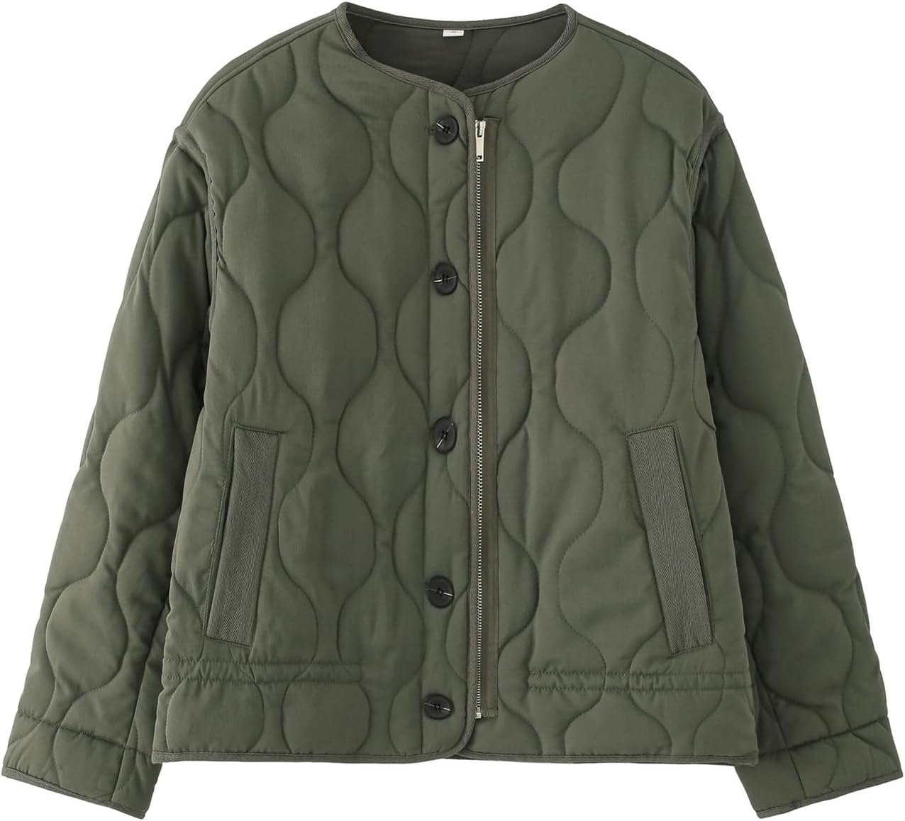 Flygo Women Lightweight Quilted Jackets Oversized Long Sleeve Zip Cropped Puffer Padded Coat Fall Winter Jacket