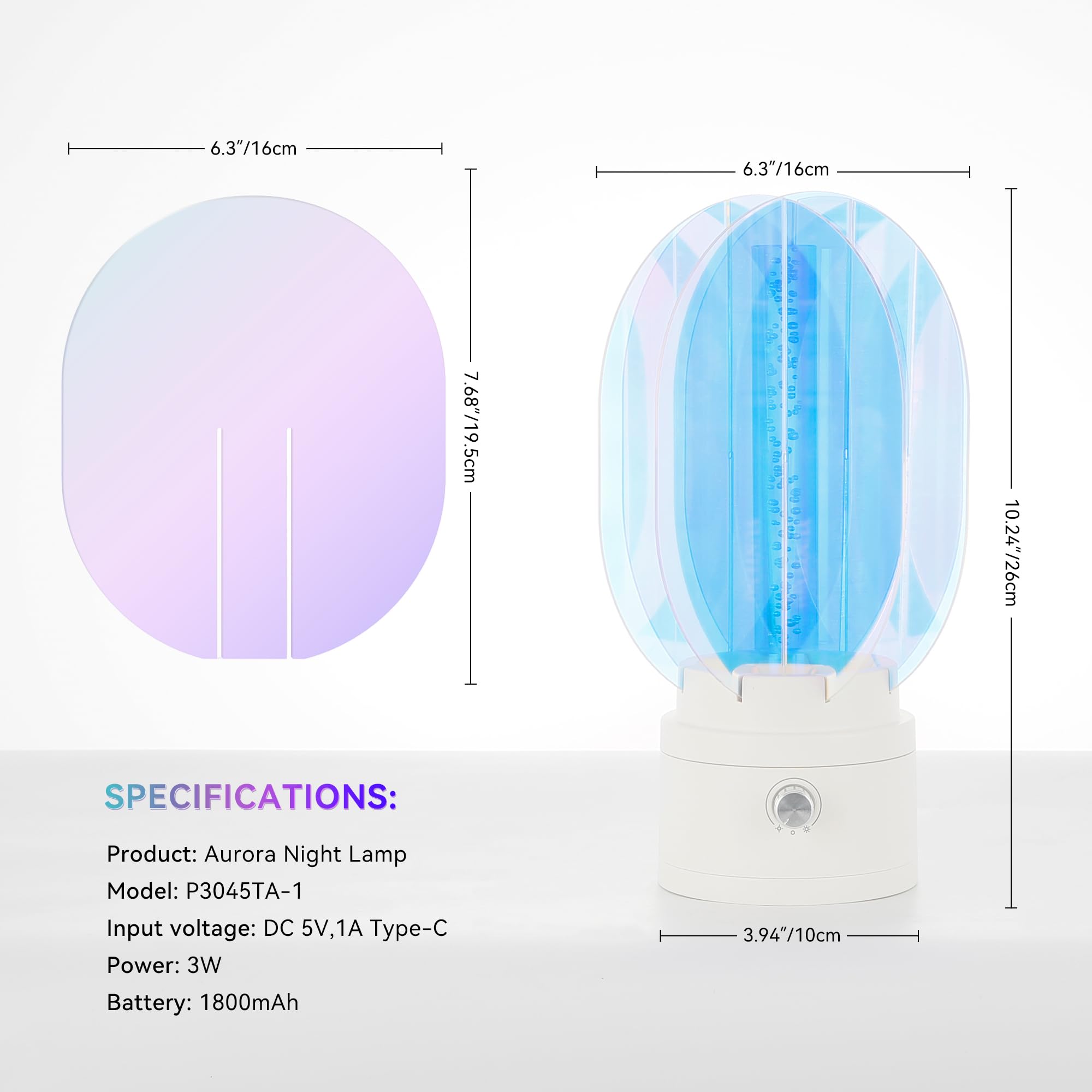 Veilleuse Aurorale Rotative 3D, Veilleuse Aurorale À Lueur Douce Rotative À 360°, Rechargeable, À Intensité Variable, Projecteur Lumineux À Rotation Progressive en 7 Couleurs pour la Maison