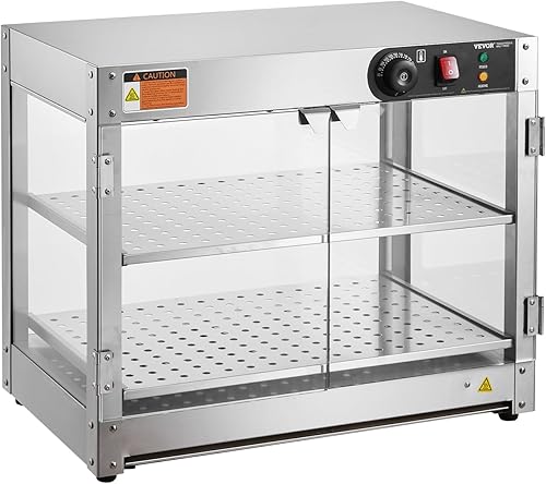Miniatura 9 de VEVOR Pantalla de calentador de alimentos comercial de 2 niveles, calentador de alimentos de 800 W con luz para mejorar la pantalla de alimentos,
