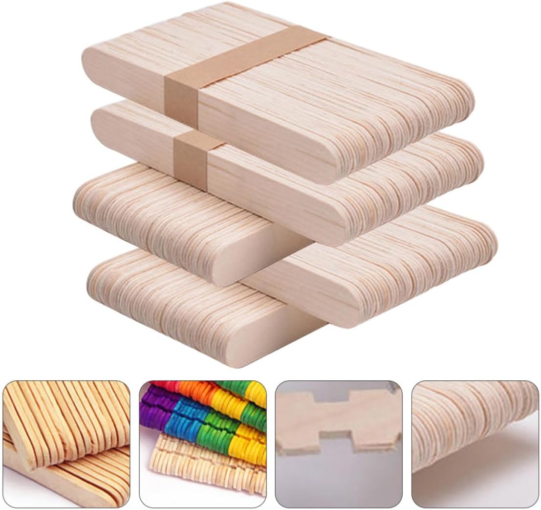 250pcs Wooden Craft Sticks for DIY Projects, Beige Wood