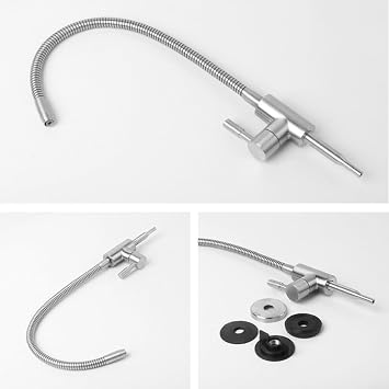 304 Stainless Steel Gooseneck Drinking Water Purifier Faucet for Reverse Osmosis Under Sink Systems, 344mm Height, Silver, Kitchen and Home Use