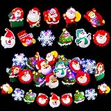 URATOT 100 Pieces Christmas Light Up Rings LED Flash Rings Assorted Styles Christmas Light Up Toys for Stocking Stuffers Ornaments and Party Favors