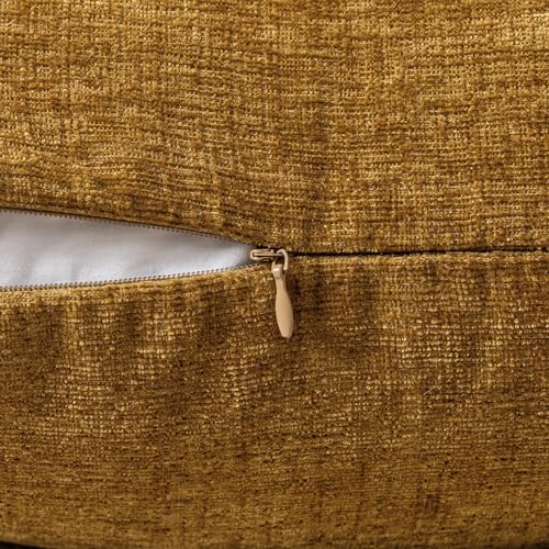 Image of MIULEE Pack of 2 Couch Throw Pillow Covers 18x18 Inch Soft Mustard Chenille Pillow Covers for Sofa Living Room Solid Dyed Pillow Cases