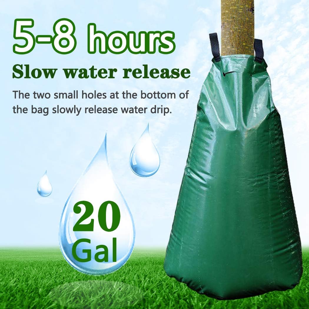 10 PCS 20 Gallon Tree Watering Bags Reusable Heavy Duty Slow Release Tree Irrigation System for Trees, Premium PVC Tree Drip Irrigation Bags