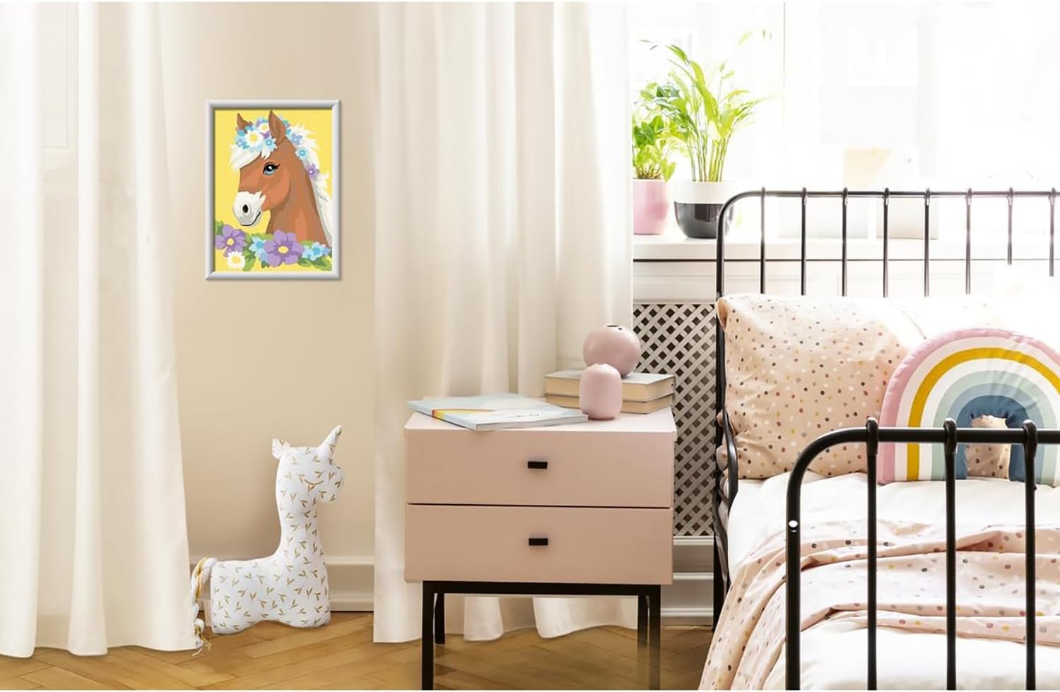 Ravensburger - Creart D: Horse | Paint by Numbers Children + Stickers | Children's Craft Kit with Glitter Stickers | Complete Children's Painting Kit | Gift for Girls 9 Years | Includes Frame 18 x 24