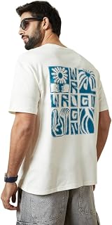 WROGN Men's 100% Cotton T-Shirt | Back Graphic Print | Oversized Fit Price In India