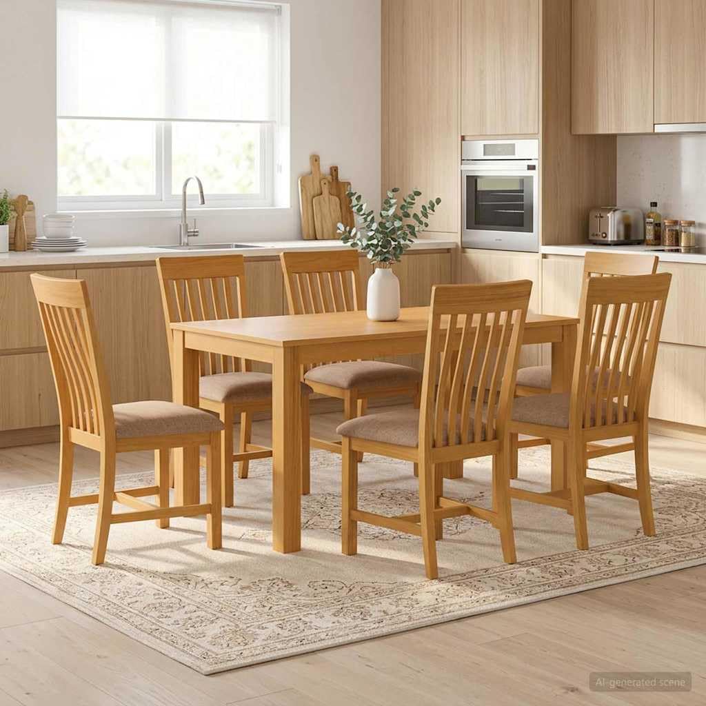 Genérico Conjunto de Comedor 7 uds. Gris Madera de Roble Sólido,Mobiliario,Conjuntos de Muebles,150 x 85 x 75 cm-3430374