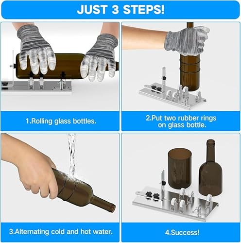 Glass Bottle Cutter & Bottle Cutter, Upgraded Glass Cutter for Bottles with Glass Cutting Oil, Glass Cutting Kit for Wine, Beer, Liquor, Whiskey, Alcohol, Champagne, Bottle Cutter for Round Bottles - Thumbnail 5