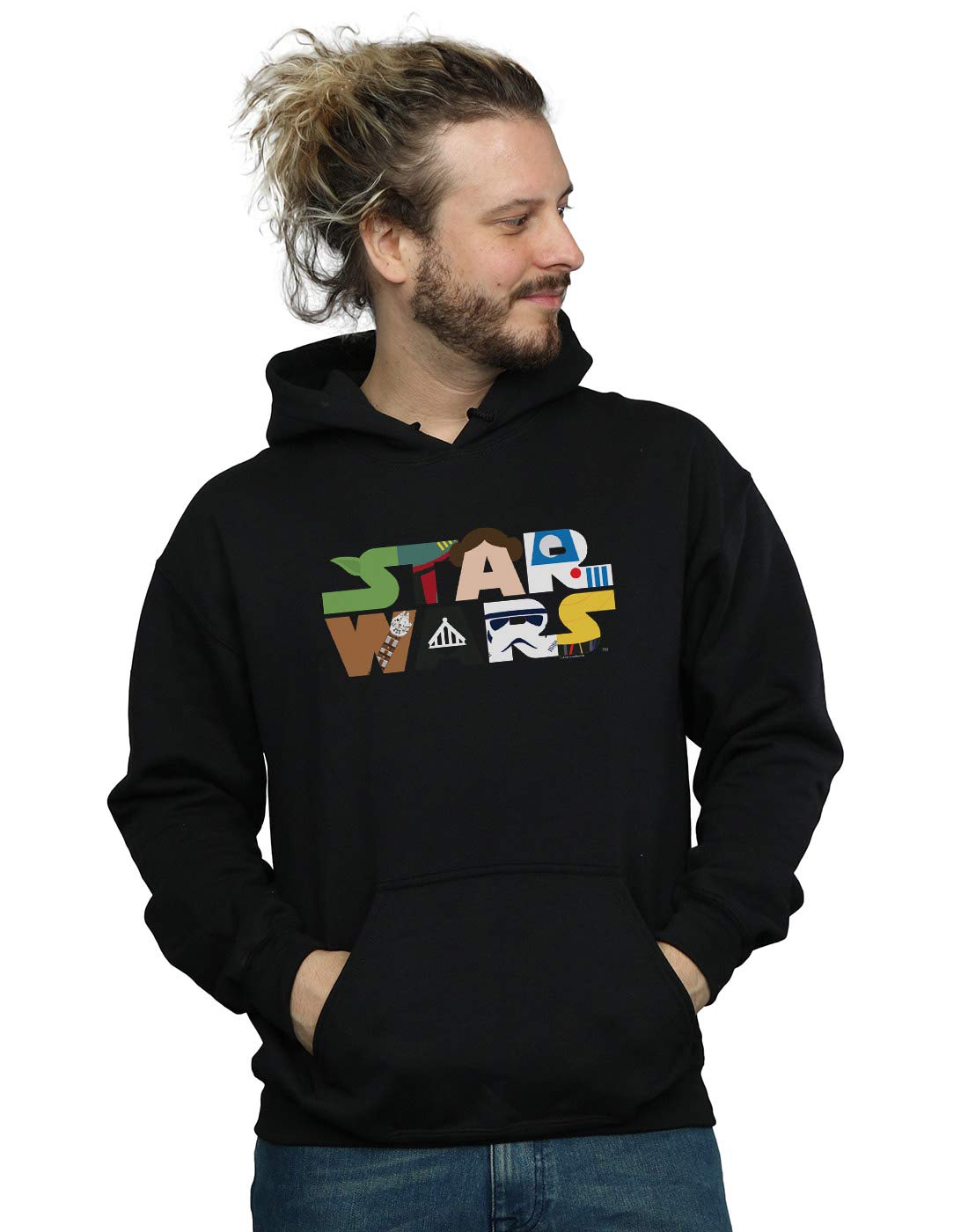 Absolute Cult Men's Black Star Wars Character Logo Hoodie XX-Large