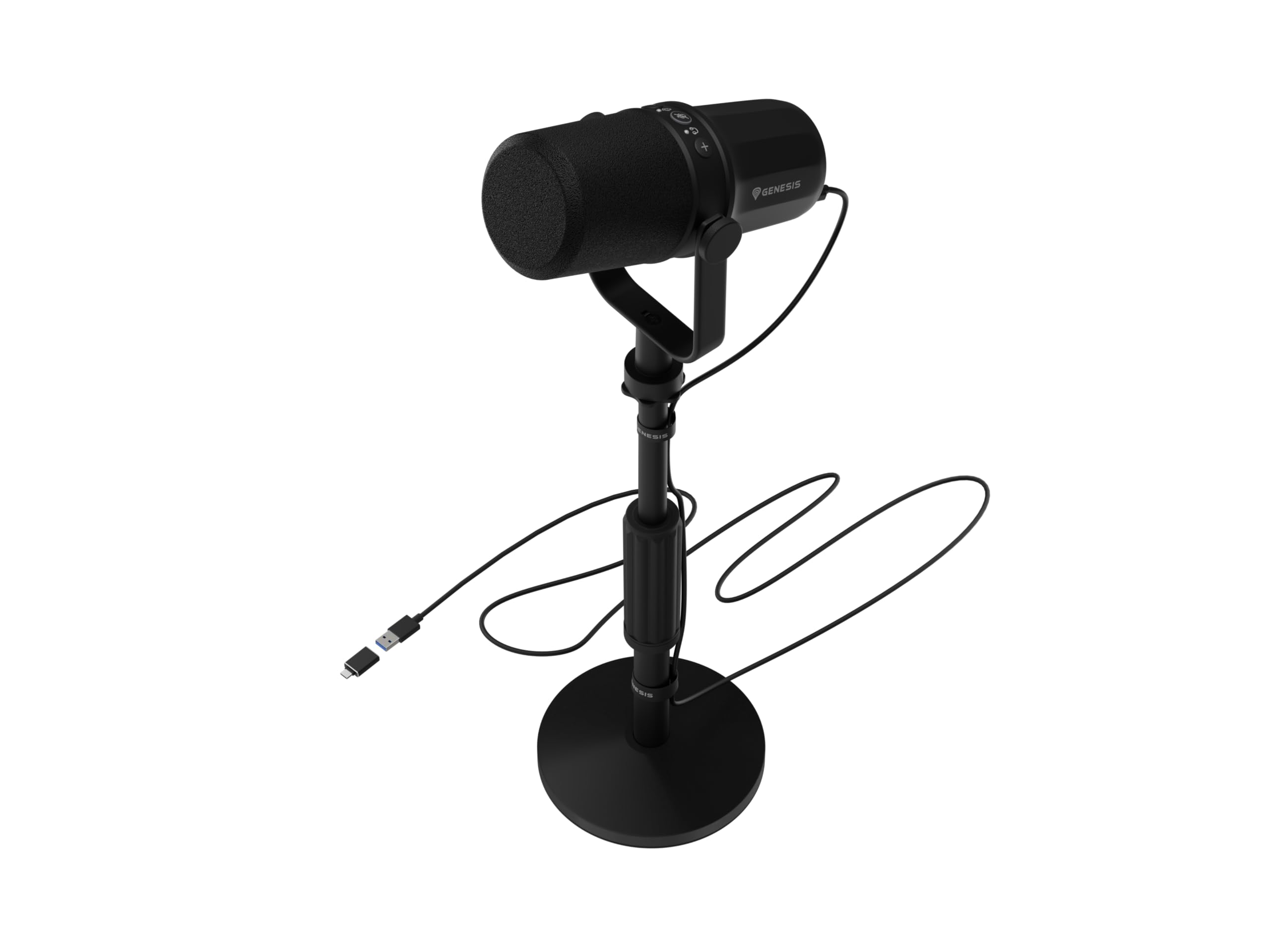 Genesis Radium 750D USB/XLR Mikrofon für PC, dynamisches Studio Mikrofon mit Stativ, Gaming Mikrofon für Streaming, Podcast, Twitch, YouTube, Discord, 96kHz/24-bit, Mute, Gain, Monitoring, Schwarz