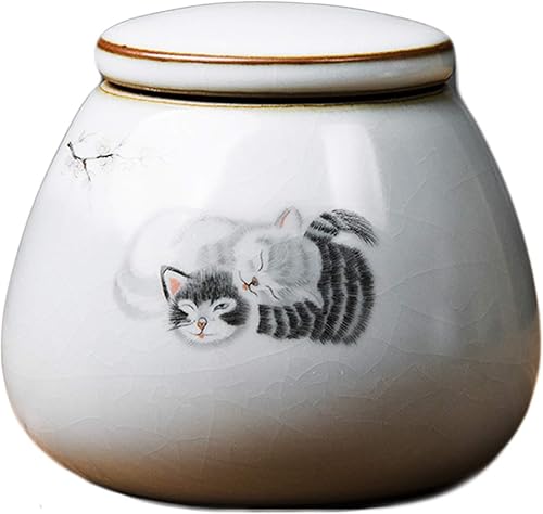 Miniatura 1 de CHUNCIN - Urnas para mascotas para cenizas de gato, pequeña urna conmemorativa de cerámica, urna de recuerdo para perro, gato, mini urna de