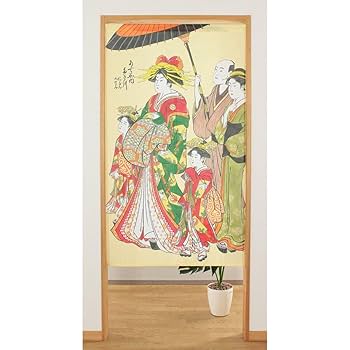 Amazon｜浮世絵のれん85センチ×150センチ-naru (花魁道中14587