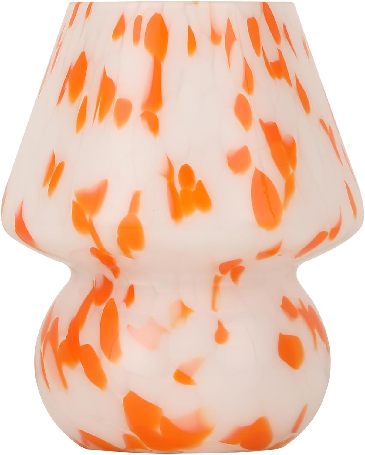 Mushroom Lamp with LED Bulb, Small Glass Bedside Lamp, Orange&White image 2