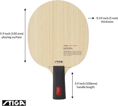 Miniatura 2 de STIGA Inspira - Cuchilla de tenis de mesa híbrida de carbono, cuchilla profesional ofensiva con máximo control y potencia