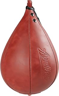 Speed Bag for Boxing & MMA,Leather Reflex Training Pear Shaped Punching Bag