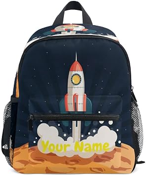 Custom Kids Toddler Mini Backpack for Girls Boys Cartoon Planet Personalised Children's Backpacks Galaxy Universe School Bag with Kid's Name/Text