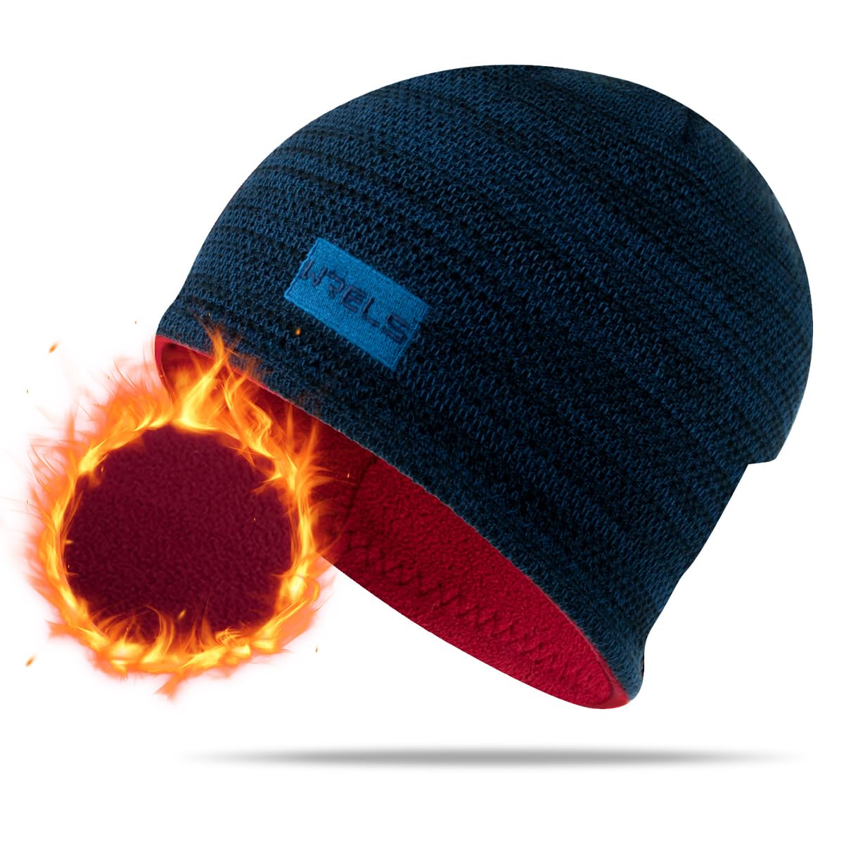 WRELS Winter Fleece Knit Beanie Hat for Women Men Reversible Slouchy Warm Skull Cap for Outdoors
