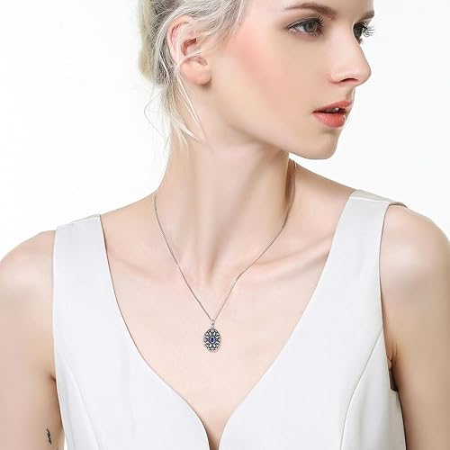 Miniatura 4 de Collar con medallón de forma redondacorazónovalada que sostiene imágenes, plata de ley 925, fotos personalizadas de piedra natal, medallón grabado,