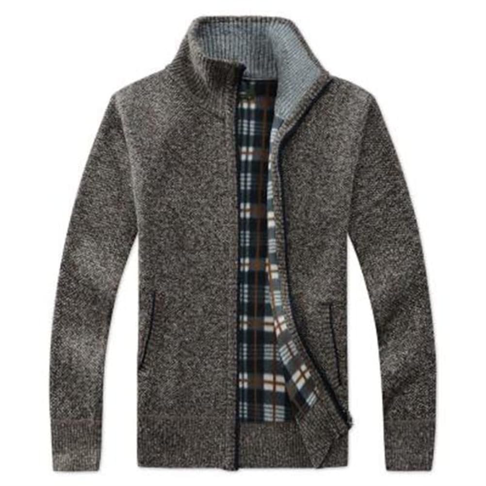 ORANDESIGNE Cardigan Gilet Homme Pull Veste en Maille Chandail Zippé Chaud Cardigan Épais avec Col Montant Tricot Décontractée Polaire Men Sweater Mode Vest