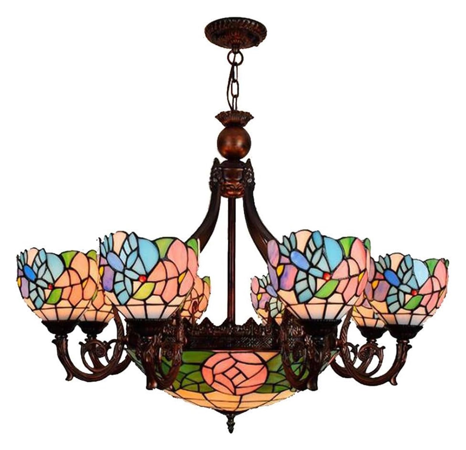 Żyrandole Duża lampa sufitowa Żyrandol ManyArm, rustykalna sztuka witrażowa Lampa wisząca do salonu, korytarza