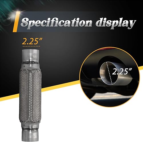 Miniatura 4 de Tubo flexible de escape, 2.5 x 10 x 14 pulgadas, tubo flexible de doble trenza de acero inoxidable resistente, 2 unidades