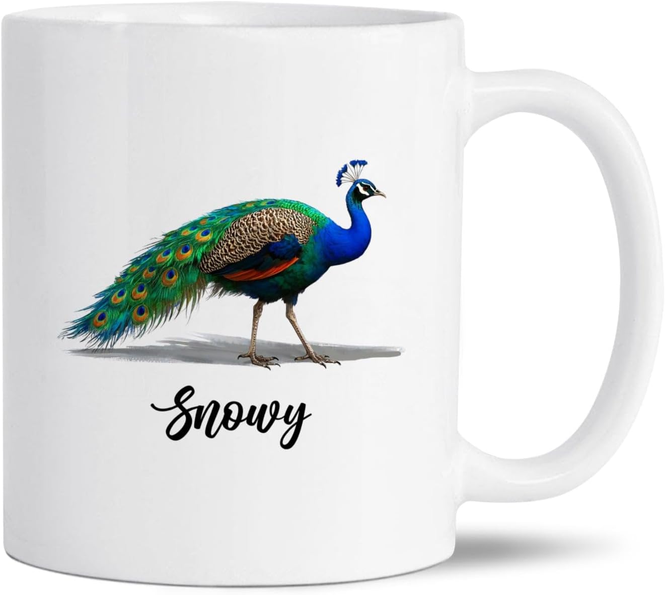Lovely Peacock Coffee Mug, Personalized Name Ceramic Cup Gifts For Peacock Lovers, Awesome Peacocks Mugs, Custom Wildlife Lover White Mug 11Oz 15Oz, Peacocks Cups For Birthday, Bird Travel Tea Cup