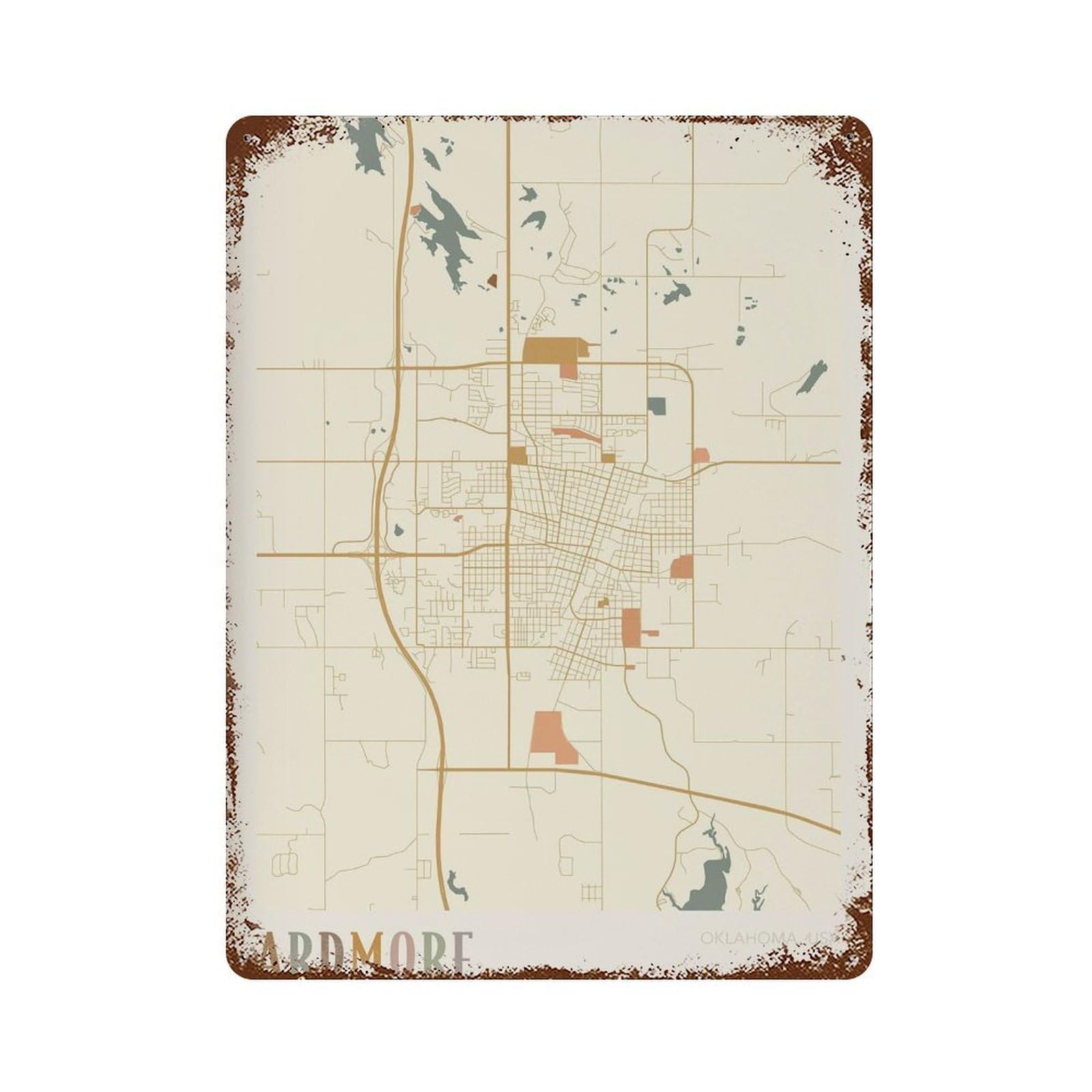 xiaoxiaoshen Ardmore Map Oklahoma Travel Gift Boho (2) Wall Decor Art Metal Tin Poster Modern Home Decor Art Home Bar Shop Decorations Vintage Sign 40x30cm