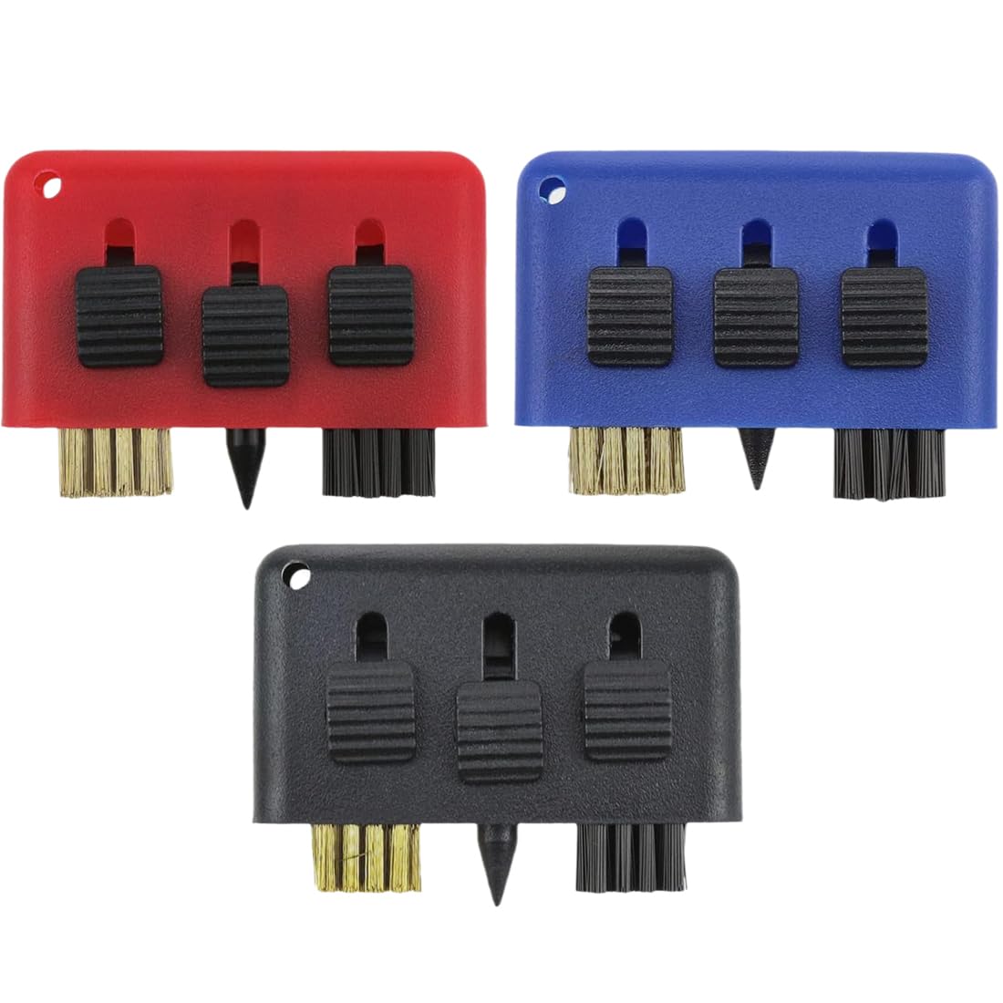 IKOPFLN 3 spazzole 3 in 1 per mazze da golf strumento di pulizia multiuso spazzola per la pulizia delle scanalature delle mazze da golf kit per la pulizia delle scarpe con portachiavi