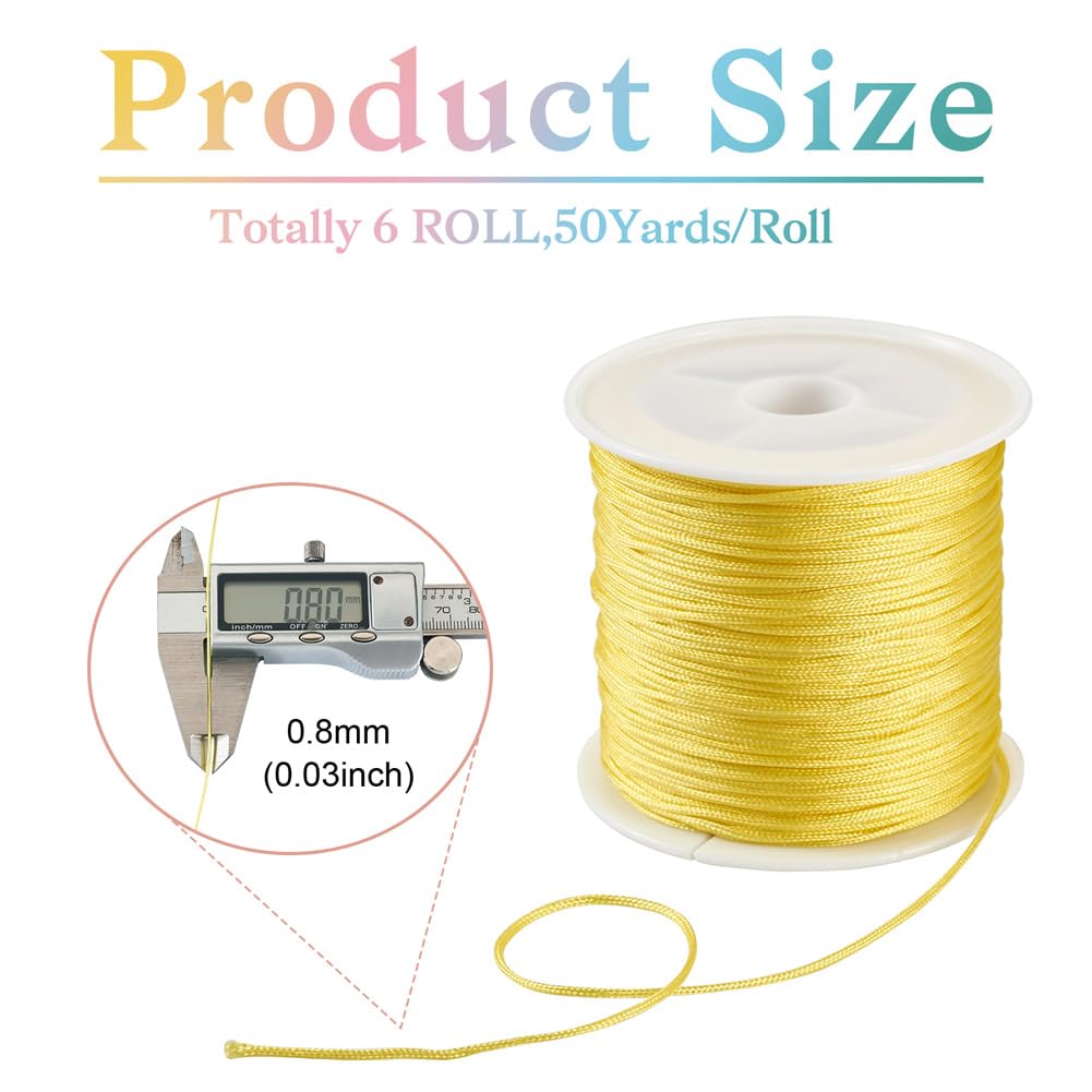 Cheriswelry 6 Rolls 6 Colors Nylon Chinese Knot Cord 0.8mm Nylon Jewelry Beading String for Macrame Bracelet Jewelry Making - Image 3