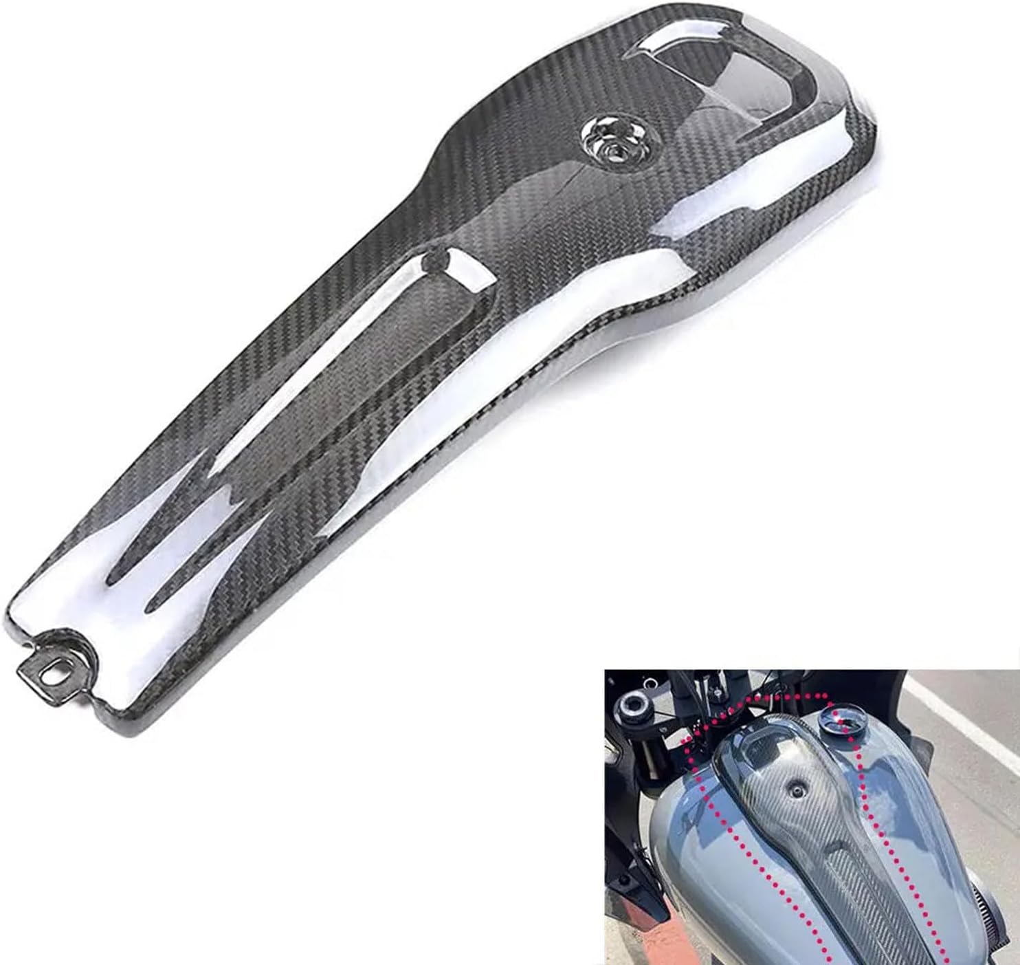Tank Gas Cover Carbon Fiber Gas Fuel Tank Console Dash Instrument Panel Cover Bodywork for Harley Davidson LowRider S Low Rider ST 2022 2023 2024 2025 FXLRS FXLRST FXRST
