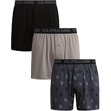 U.S. POLO ASSN. Mens Boxer Shorts 3 Pack Ultra Soft Knit Cotton Button Fly