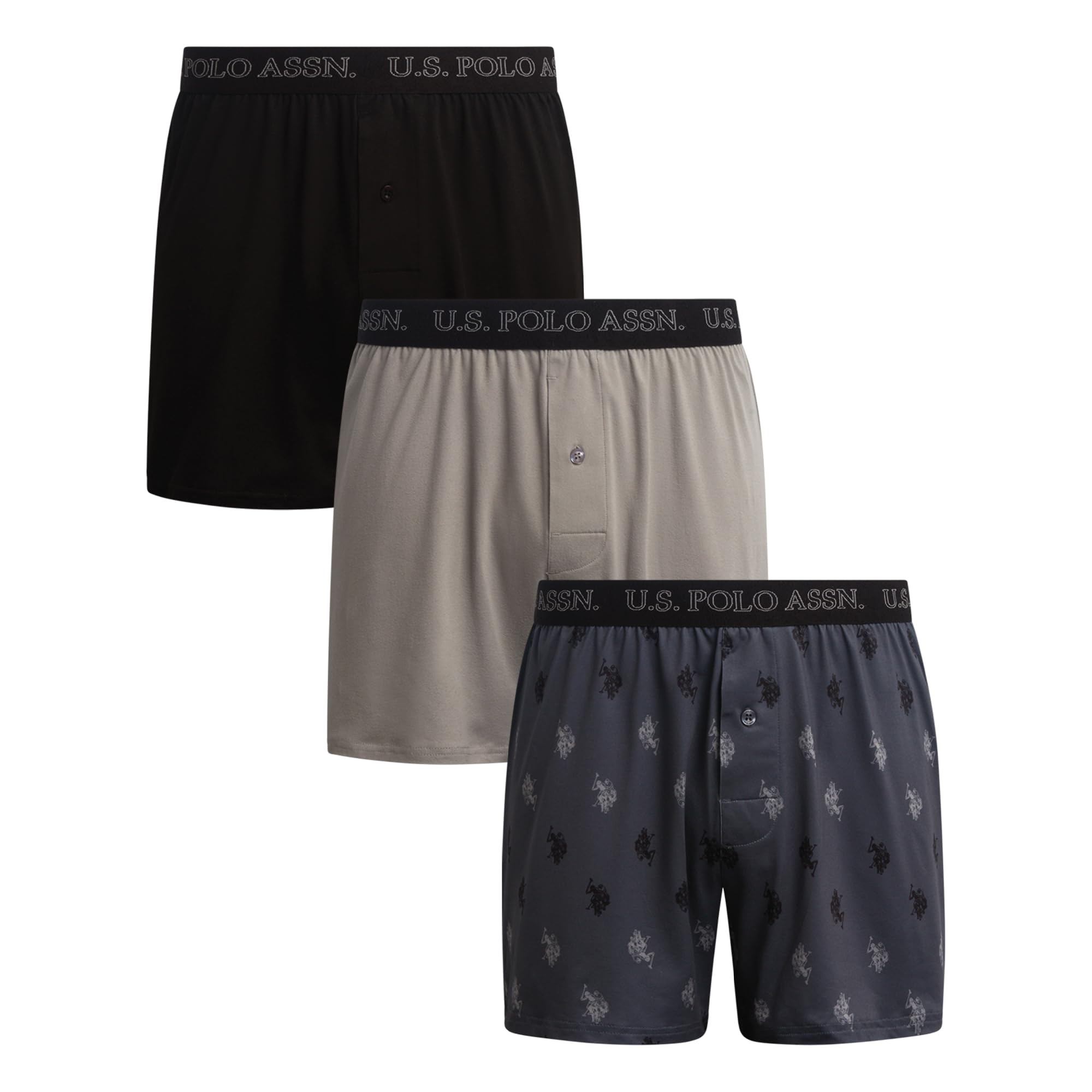 Mens Boxer Shorts 3 Pack Ultra Soft Knit Cotton Button Fly