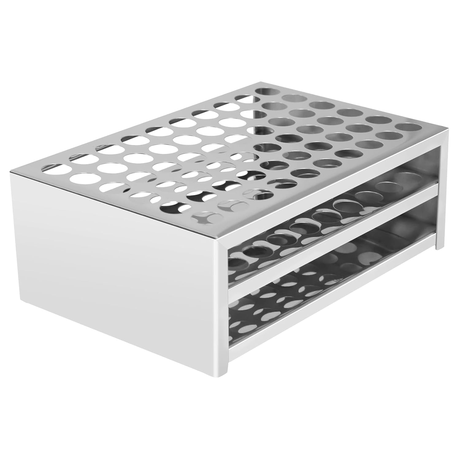 stonylab Test Tube Rack, 60-Hole Stainless Steel Test Tube Rack 0.55 Inches Tubes Acid-Alkali Resistant Test Tube Holder for Laboratory Use