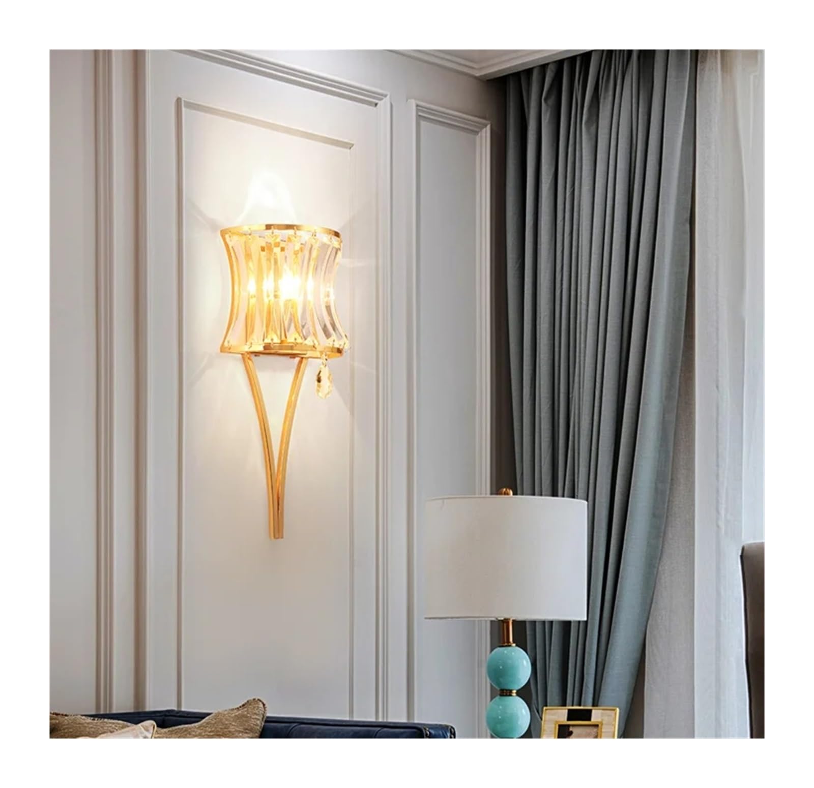SYAXVOM Simple Crystal Wall lamp Bedroom Living Room Aisle Luxury Bedside TV Background Lamps