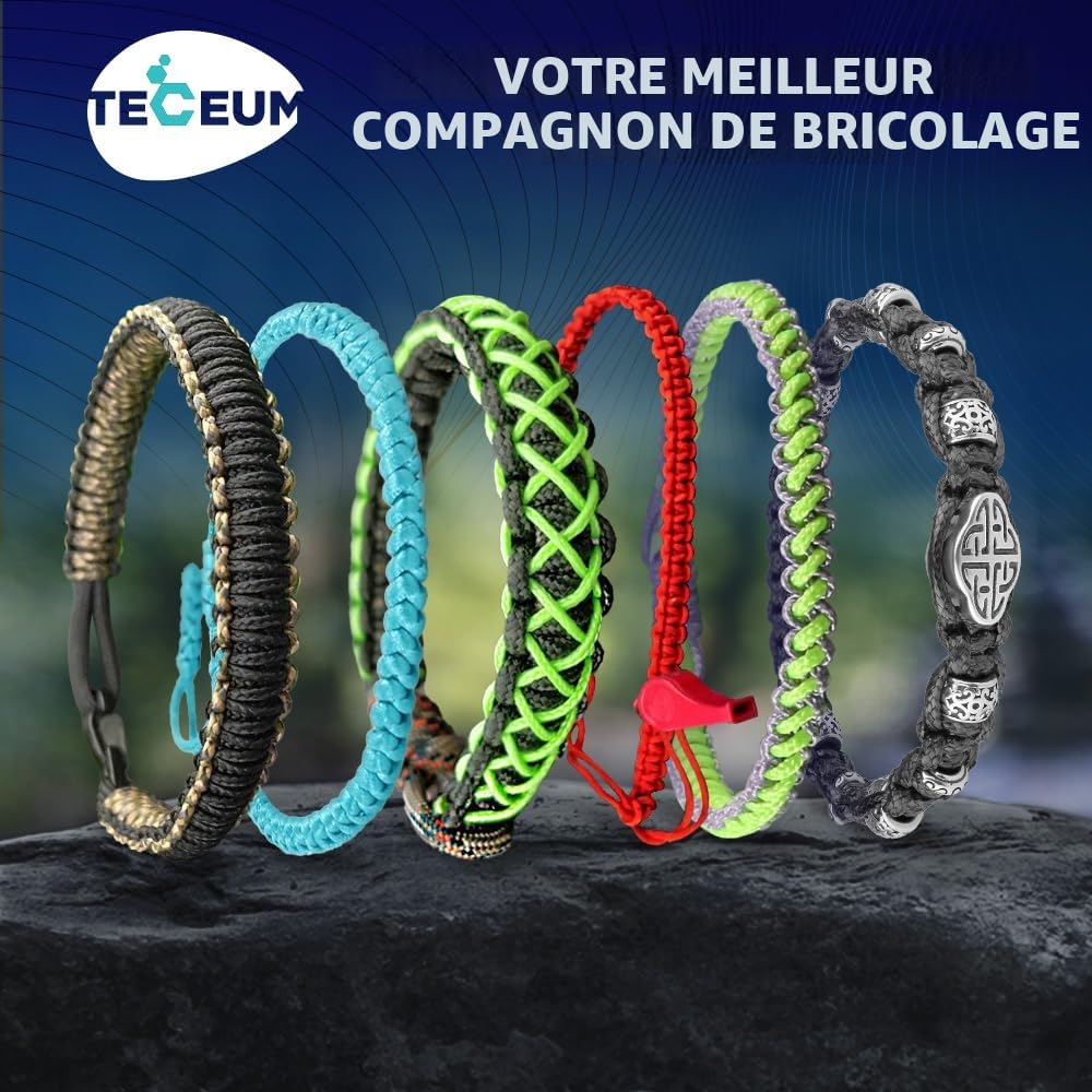 TECEUM Micro Paracord – Noir (Black) – 1.18 mm x 38.1 m – Corde Utilitaire Micro – Corde paracorde tressée Fine en Nylon et Polyester – Fil de Survie Solide (125 ft)