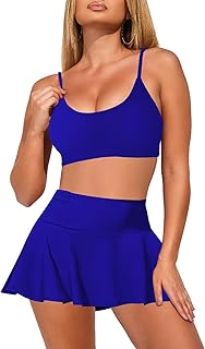 Pink Queen Women's High Waisted Bikini Set Two Piece Swimsuit Scoop Neck Spaghetti Straps Swim Skirt Bathing Suit, Sapphir... Price In India