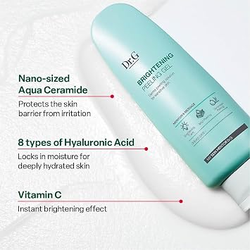 Dr. G Brightening Peeling Gel - Korean Skincare for Glowy Skin - Aqua Gommage Facial Exfoliator - Hyaluronic Acid, Ceramides, Vitamin C - Smooth Skin Texture, Low Irritation - Bulk Items - 4.23 fl oz